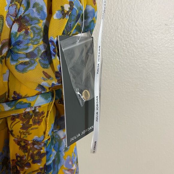 Julia Jordan Women’s Size 4 High Neck Maxi Dress Deep Yellow Floral Sleeveless - Picture 7 of 11